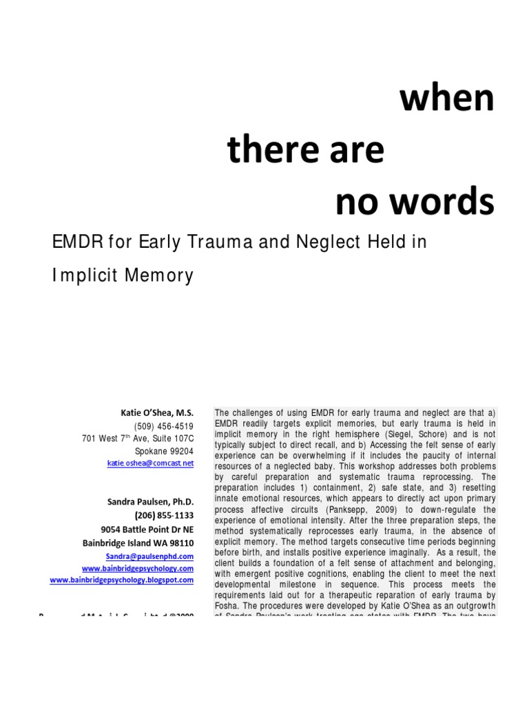 Emdr Pdf Psychological Trauma Psychotherapy