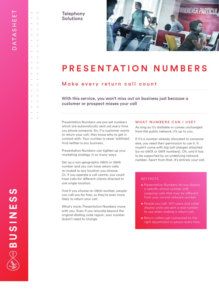 Presentation Numbers Datasheet | PDF | Telephone Numbering Plan ...