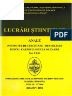 ANALE INSTITUTUL DE CERCETARE - DEZVOLTARE PENTRU CARTOF ŞI SFECLĂ DE ZAHĂR Vol 31