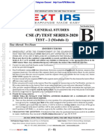Cse (P) Test Series-2020: General Studies TEST - 2 (Module-1)