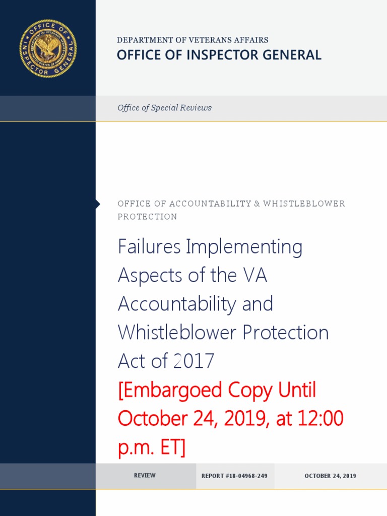 VA Accountability Act Failures Report | PDF | Whistleblower | United ...