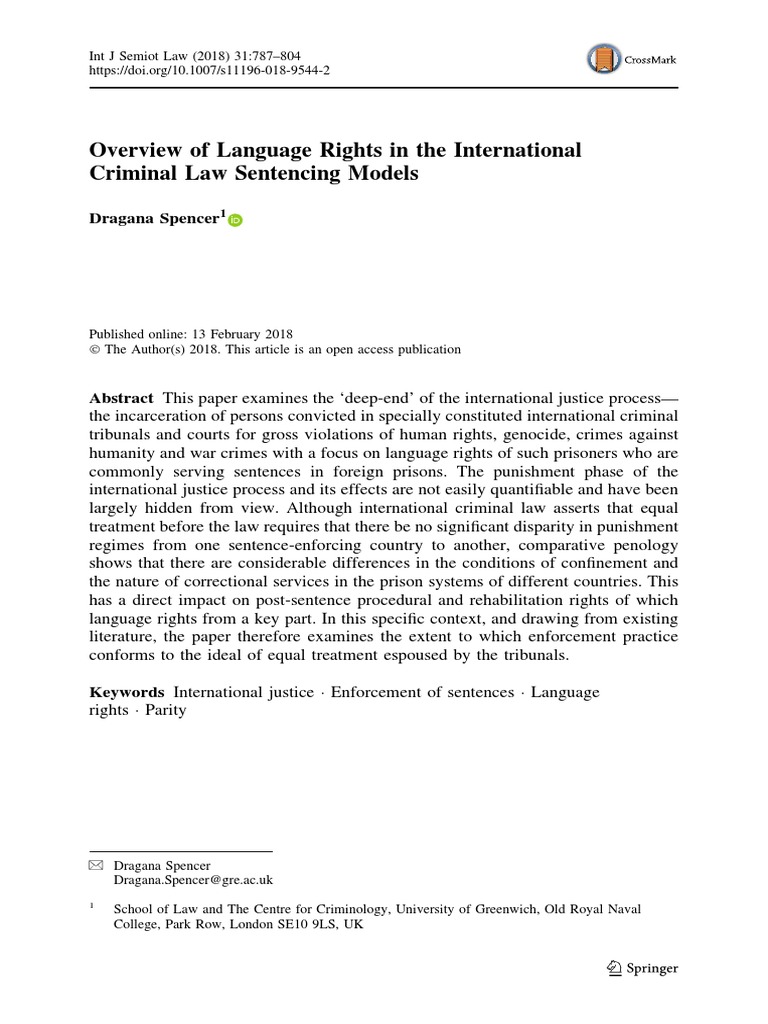 Language Rights in International Sentencing | PDF | Solitary ...