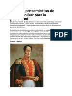 Grandes Pensamientos de Simón Bolívar para La Posteridad