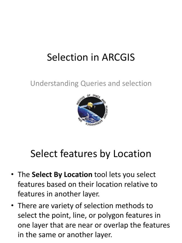 Selection in ARCGIS: Understanding Queries and Selection | PDF ...