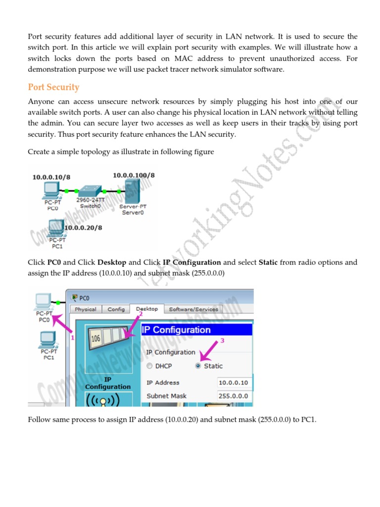Switchport Port Security Explained With Examples PDF Network Switch