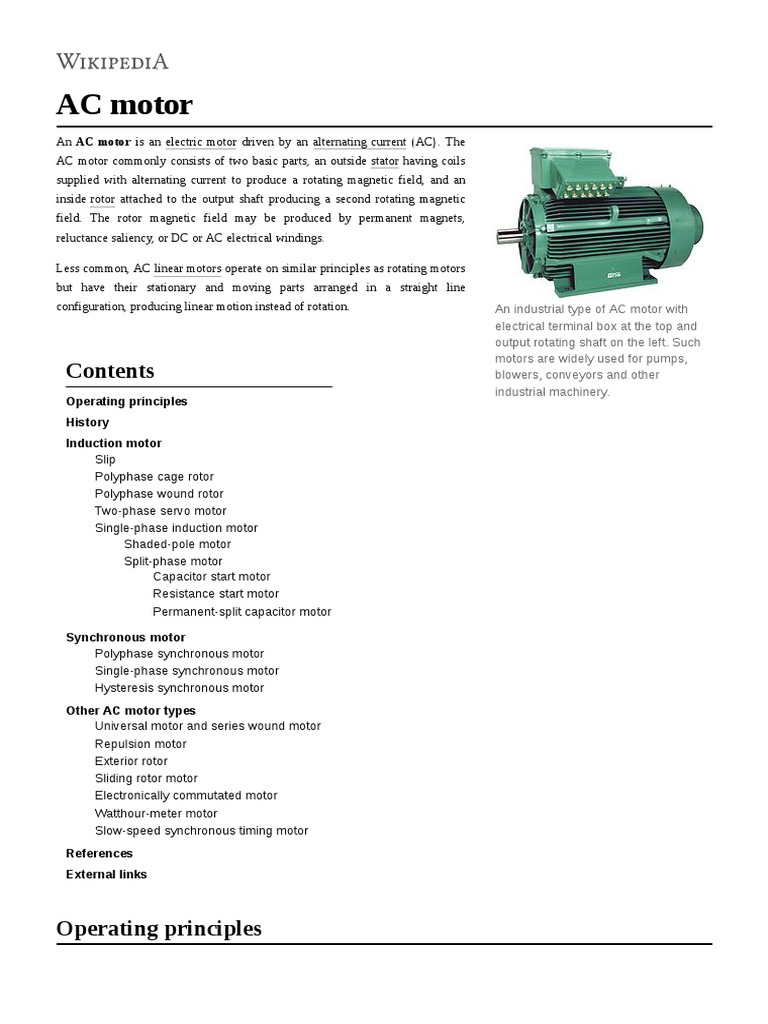 Ac Motor Wiki PDF Electric Motor Inductor