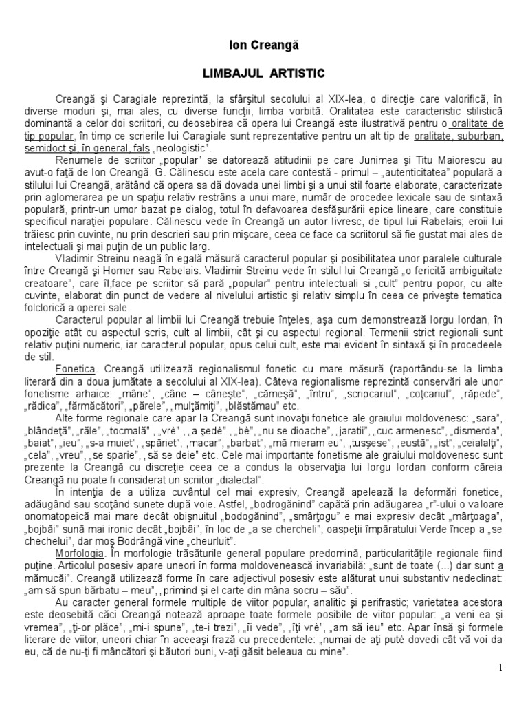 Stilul Lui Creanga | PDF