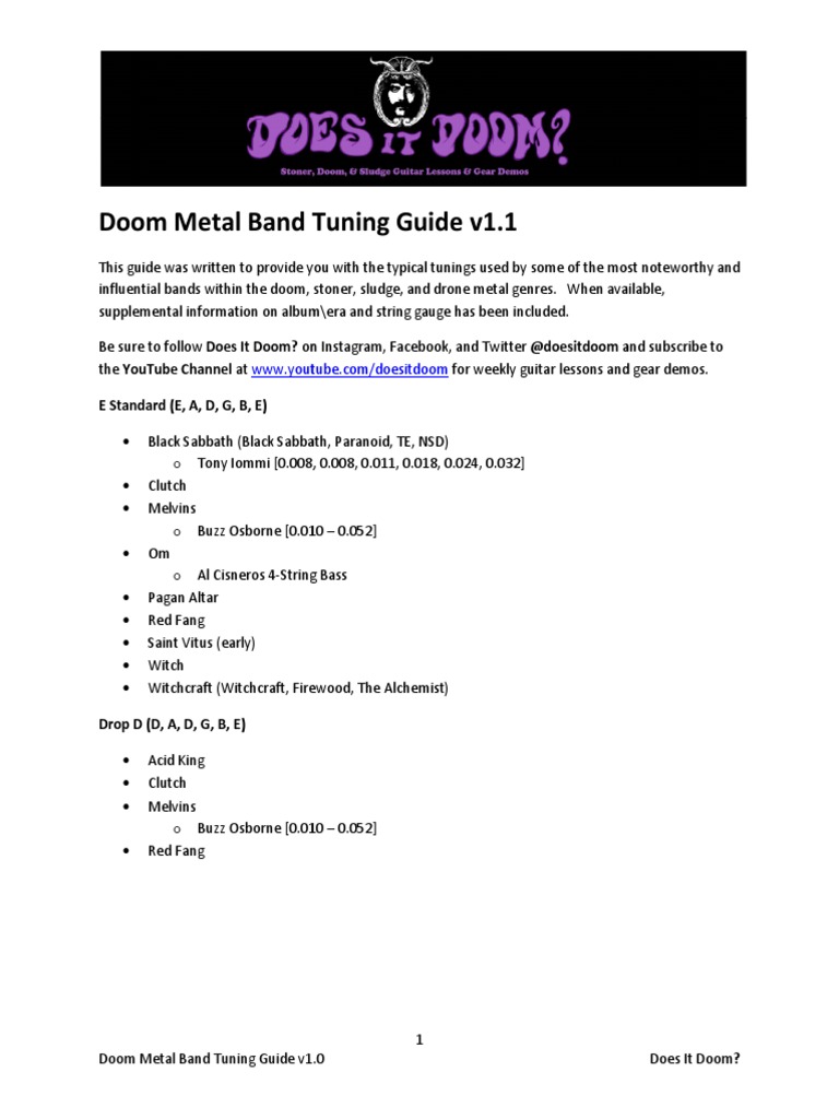 Doom Metal Band Tuning Guide v1.1, PDF