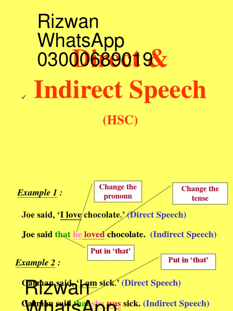 Direct and Indirect Speech Guide | PDF | Languages | Language Arts ...