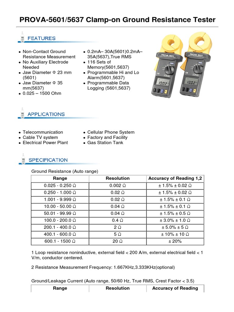 Pinza Prova 5601 | PDF | Celsius | Electrical Resistance And Conductance