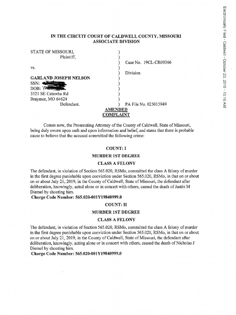 Garland Nelson Criminal Complaint PDF