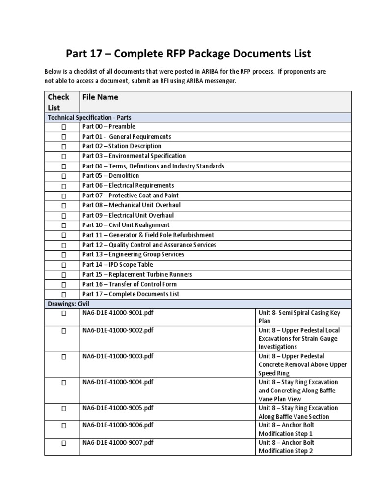 RFP Document Checklist Overview | PDF | Programmable Logic Controller ...
