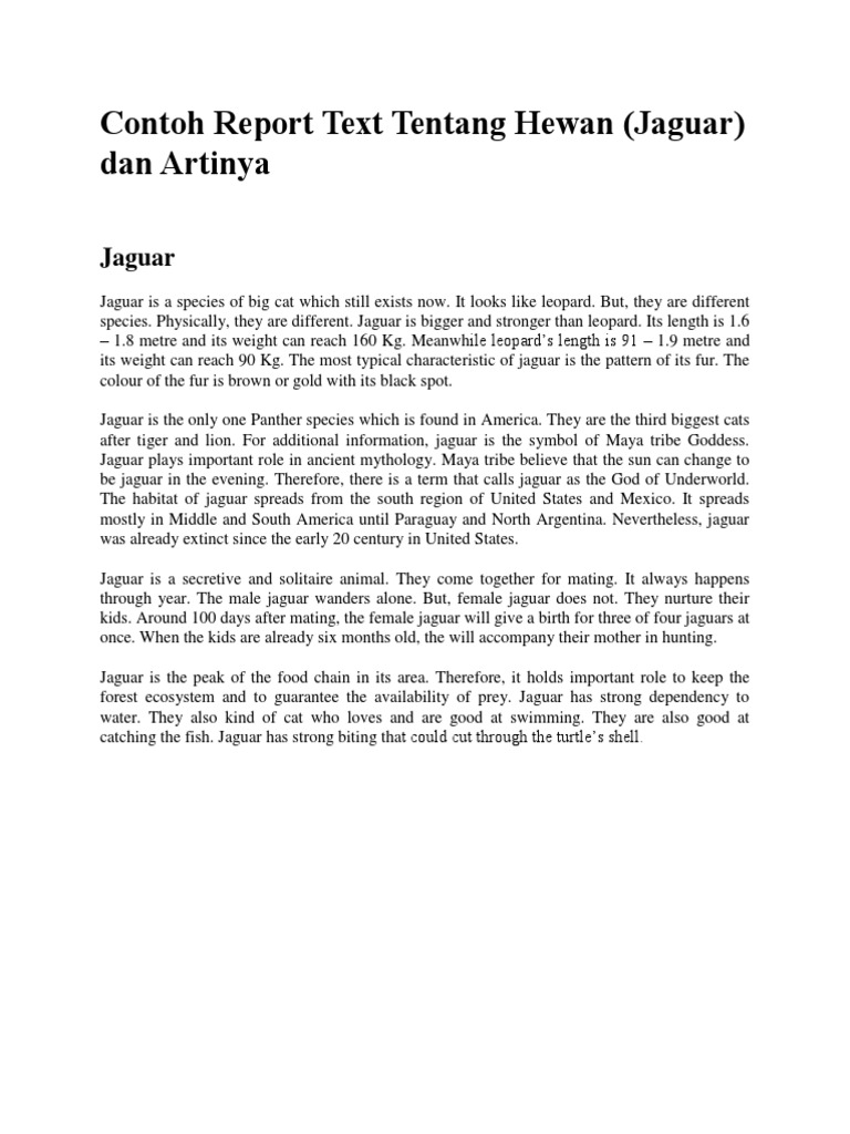 Contoh Report Text Tentang Hewan.docx