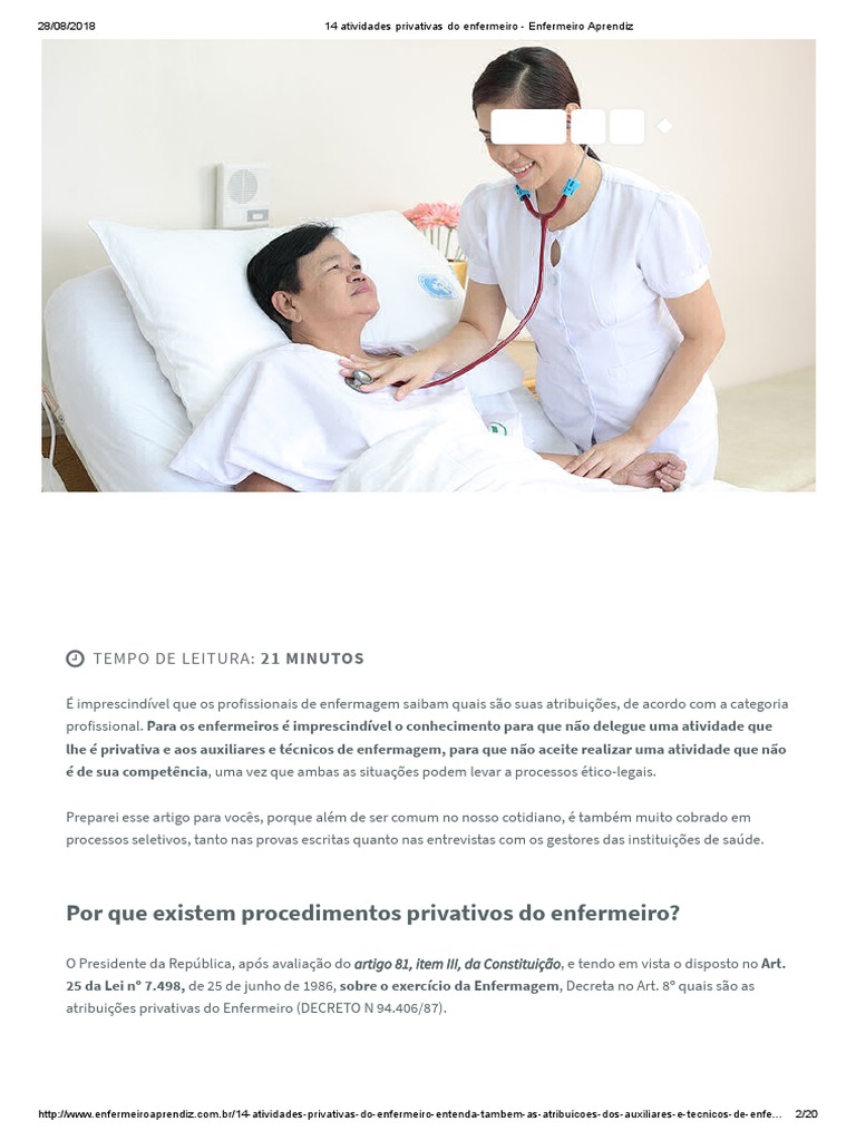 Atividades Privativas Do Enfermeiro - Enfermeiro Aprendiz | PDF ...