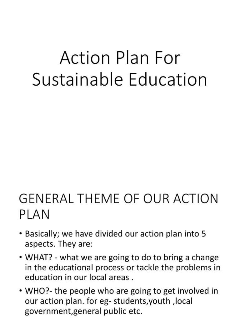 Action Plan for Sustainable Education | PDF | Communication | Cognition