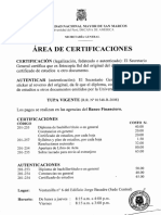 Area Certificaciones Tupa 2014