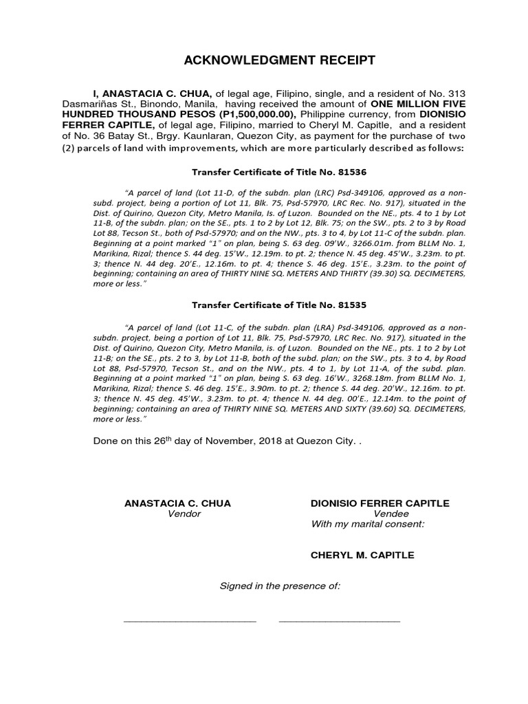 Acknowledgment Receip3 | PDF | Metro Manila | Philippines