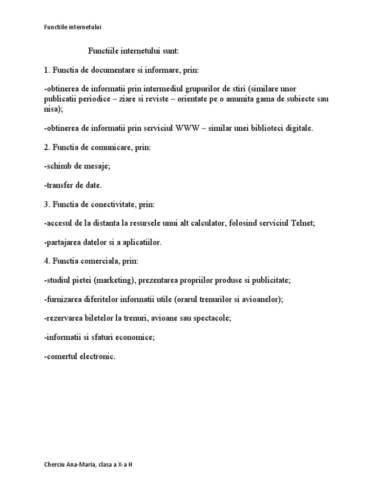 Functiile Internetului