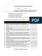 Questionnaire English Reading Comprehension