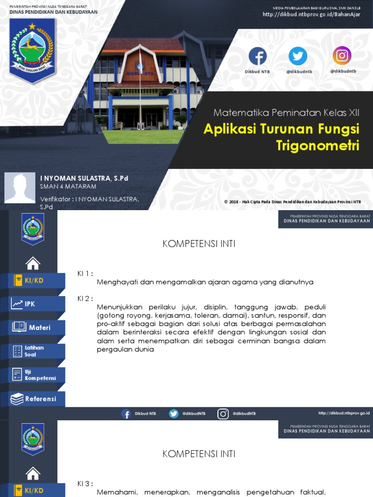 Aplikasi Turunan Fungsi Trigonometri Matematika Peminatan