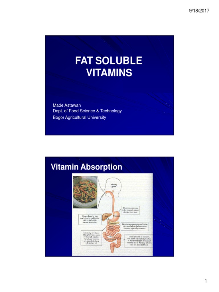 Fat Soluble Vitamin PDF Vitamin E Vitamin A