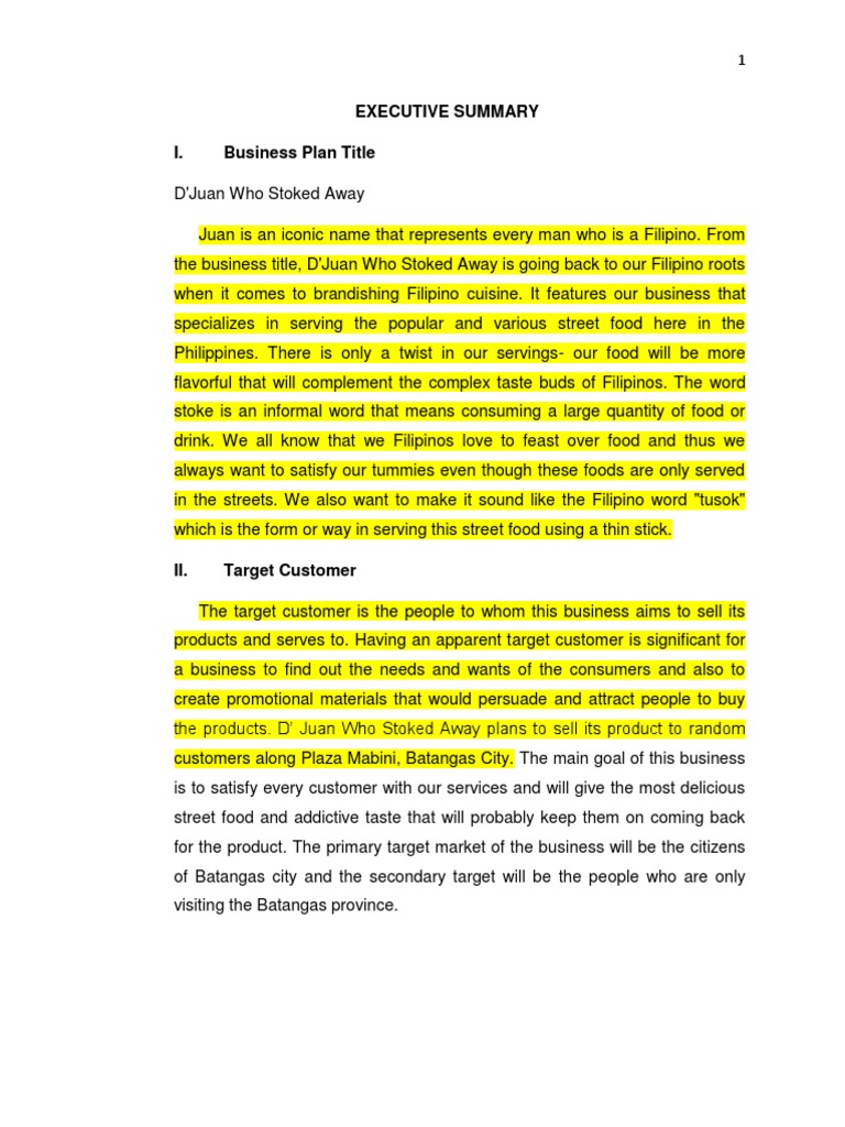 Executive Summary I. Business Plan Title | PDF | Employment | Partnership