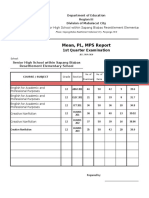 Mean, PL, MPS Report: 1st Quarter Examination