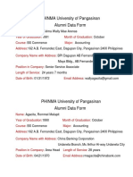 PHINMA University of Pangasinan Alumni Data Form: Major