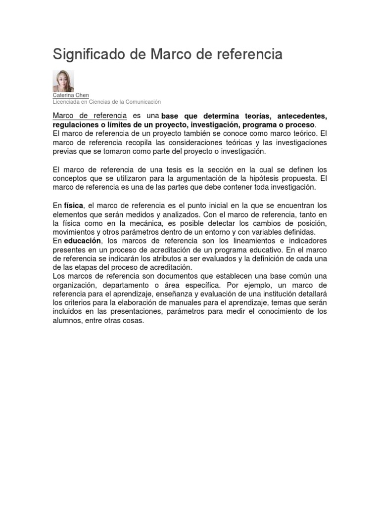 Significado de Marco de Referencia PDF