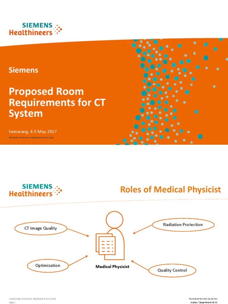 Proposed Room Requirements For CT System Siemens PDF Ct Scan