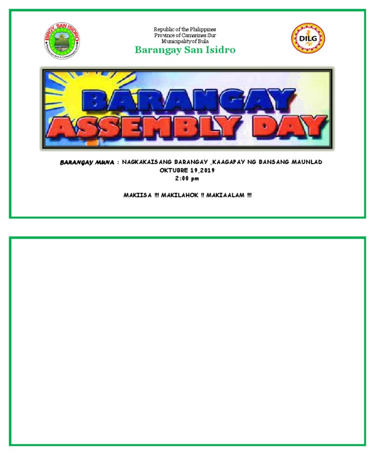 Barangay Assembly October 2019 Tarpauline Design | PDF