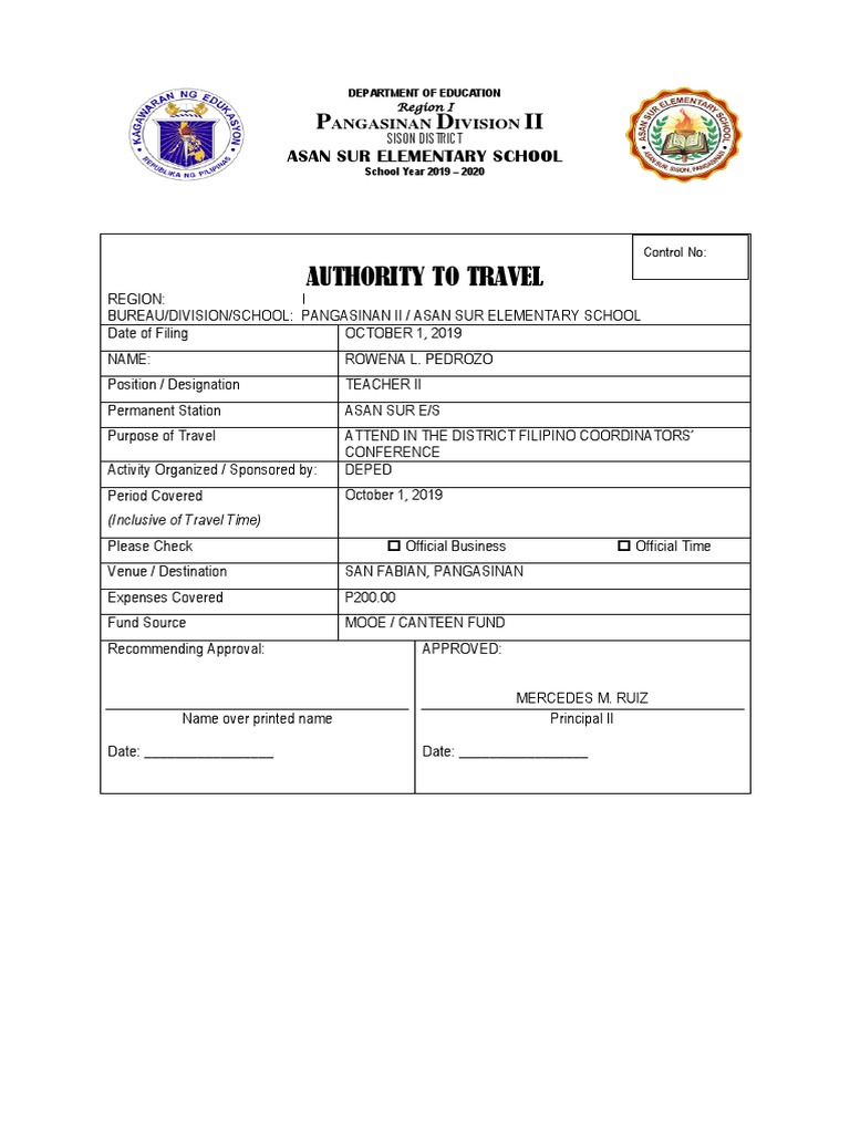 Travel Order and Locator Slip 2 PDF Government