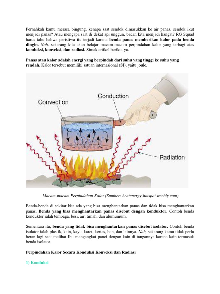 Jenis Perpindahan Kalor Konduksi, Konveksi, Radiasi PDF