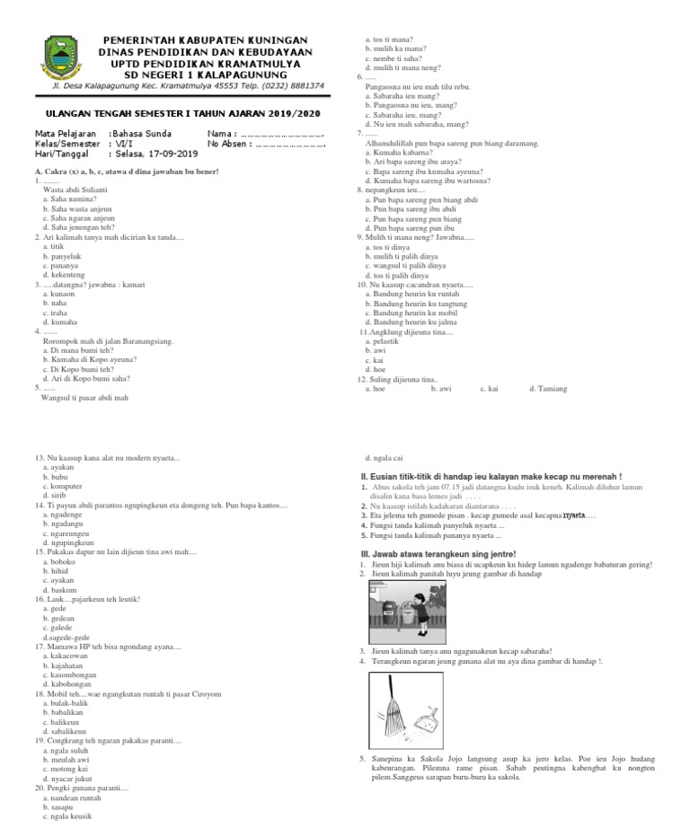 Soal UTS-PTS Bahasa Sunda | PDF