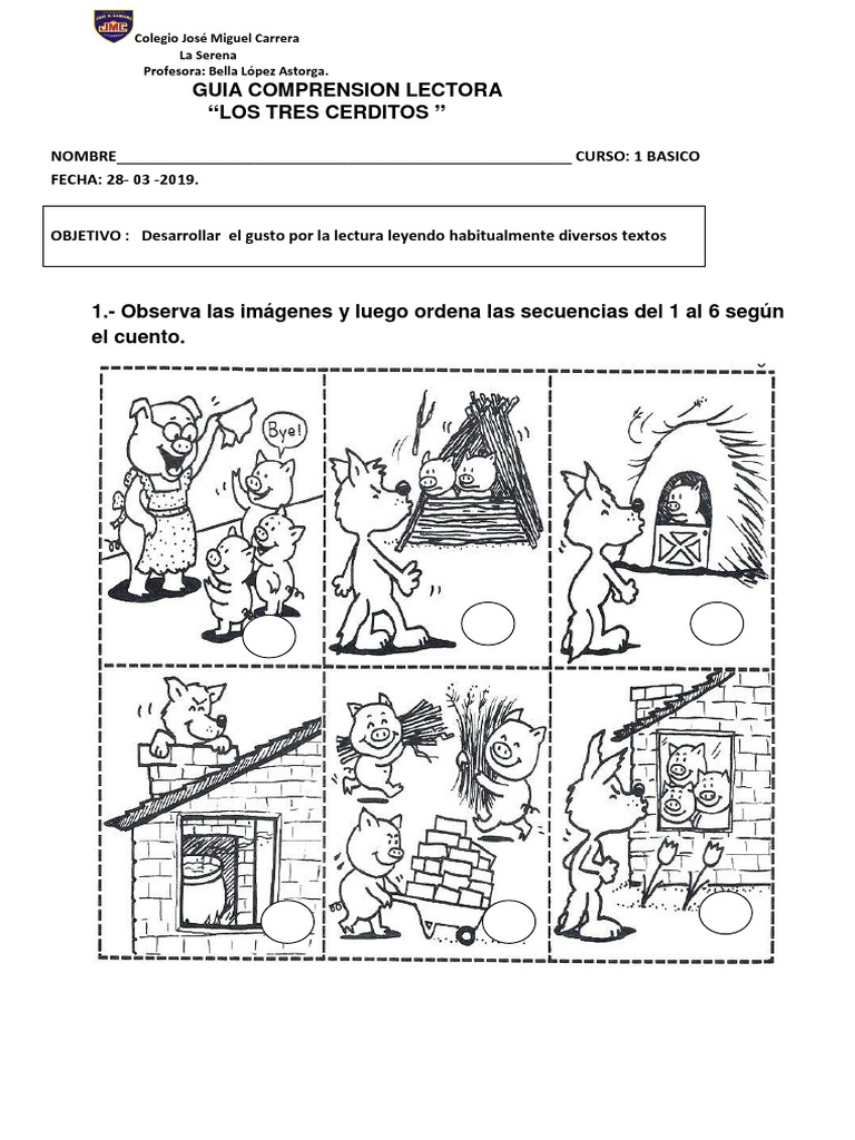 Guia Comprension Lectora Los Tres Cerditos 1 Basico Pdf