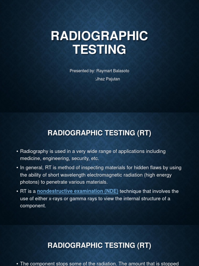 Overview of Radiographic Testing (RT) | PDF