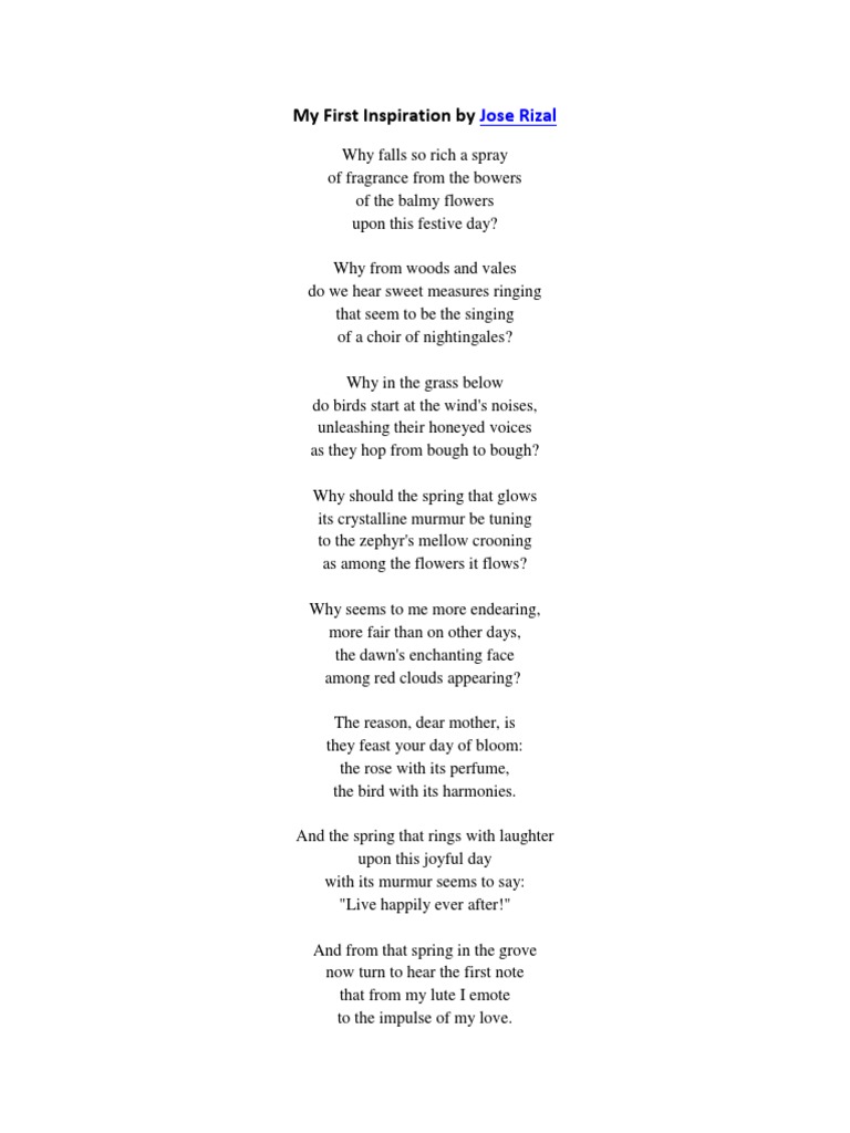 Rizal's First Inspiration Poem | PDF