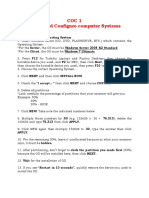 Coc 1 Install and Configure Computer Systems: Procedures: A. Installation of Operating System