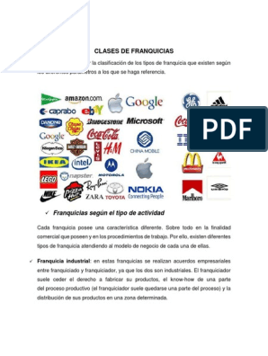 Clases de Franquicias | PDF | Franquiciamiento | Marca