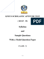 Syllabus and Sample Questions With A Model Question Paper: Kneus Scholastic Aptitude Test (Ksat - Ii)