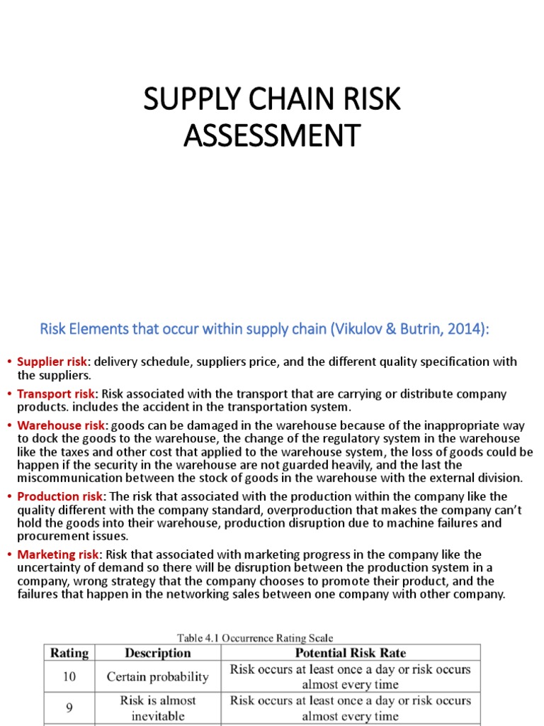 Supply Chain Risk Assessment Pdf Supply Chain Risk