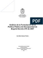 Analisis de La Formulacion de La Politica Publica de Discapacidad de Bogota Decreto 470 de 2007