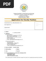 Application For Faculty Position: Indian Institute of Petroleum & Energy