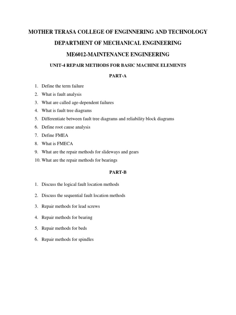 Repair Methods in Maintenance Engineering | PDF