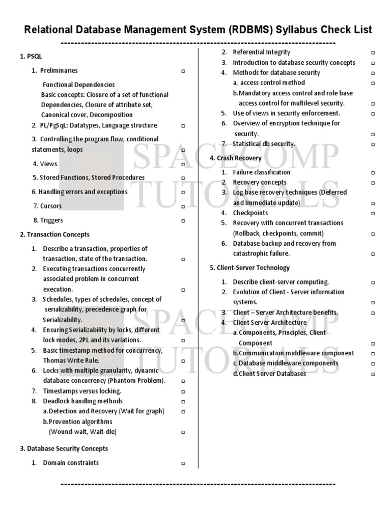 SY BCS Relational Database Management System (RDBMS) Syllabus Check ...