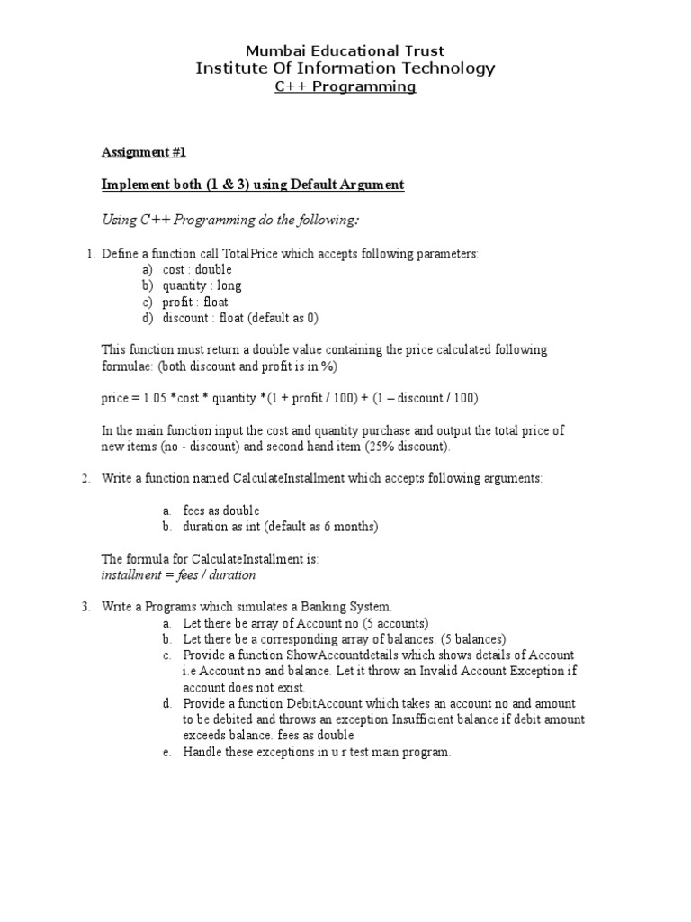 Using C++ Programming Do The Following:: Institute of Information ...
