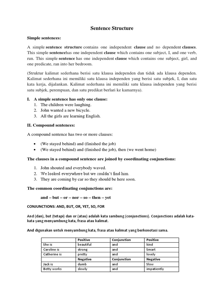 Sentence Structure PDF | PDF | Sentence (Linguistics) | Language Mechanics