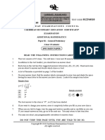 CXC CSEC Additional Mathematics 2019 Spec Paper 01