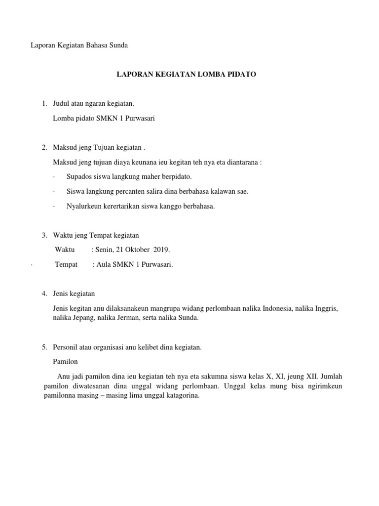 Laporan Kegiatan Bahasa Sunda