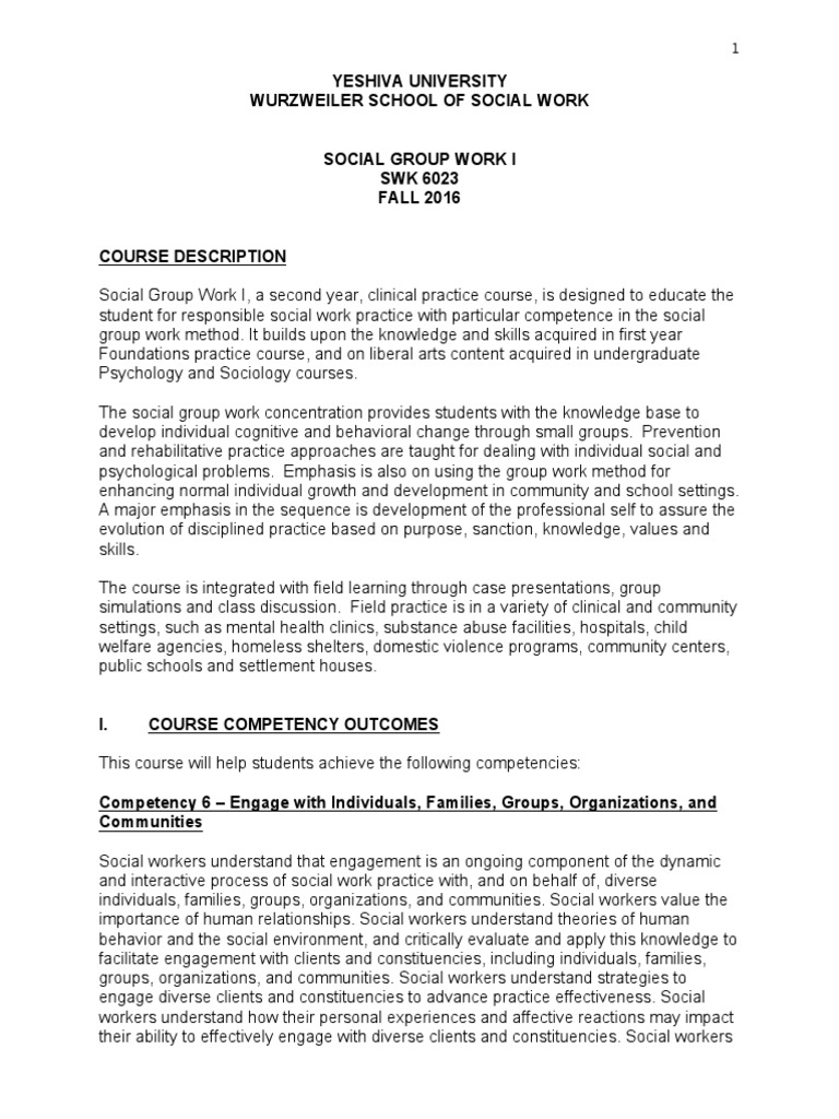 Social Group Work PDF Social Group Goal
